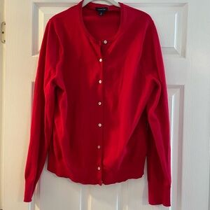 Lands' End Women's Red Button Down Sweater